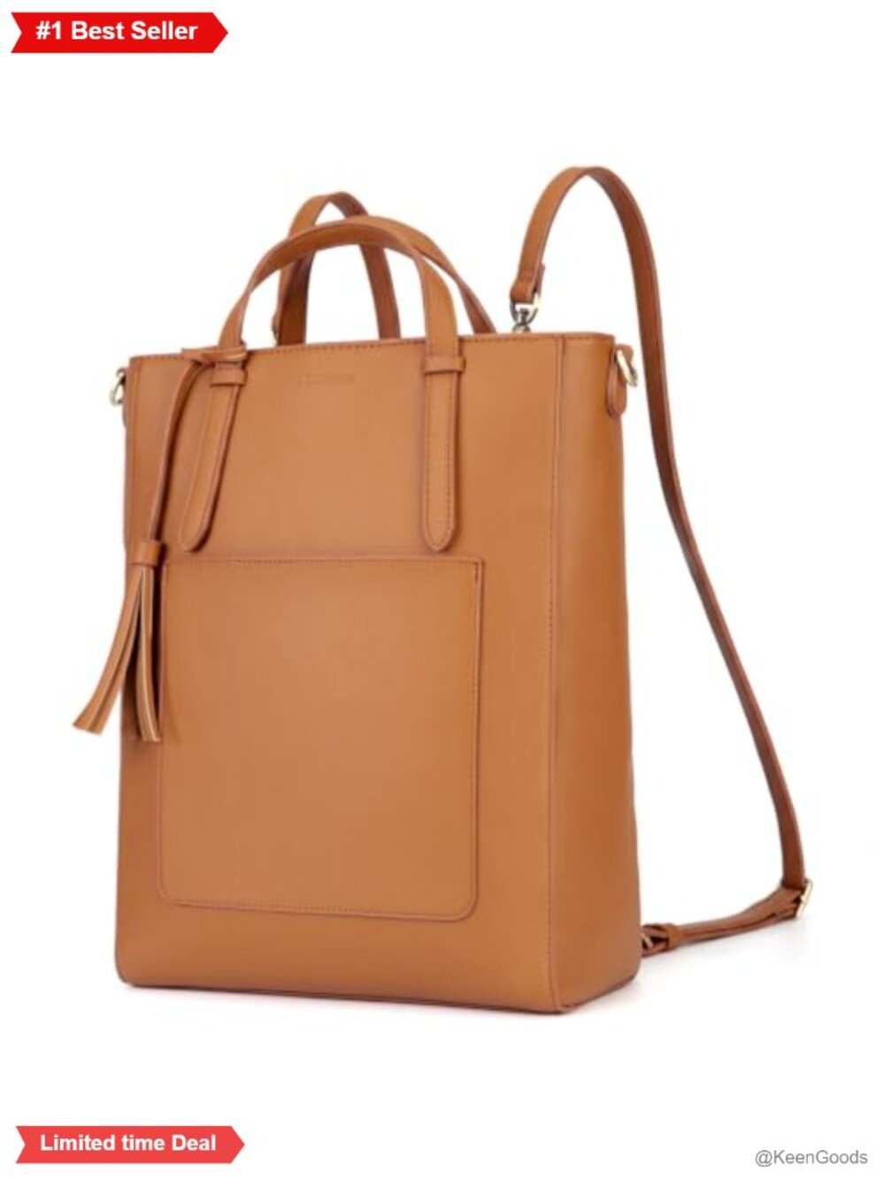 Convertible Tote Bag Vegan Leather Backpack with 14 inch Laptop Sleeve